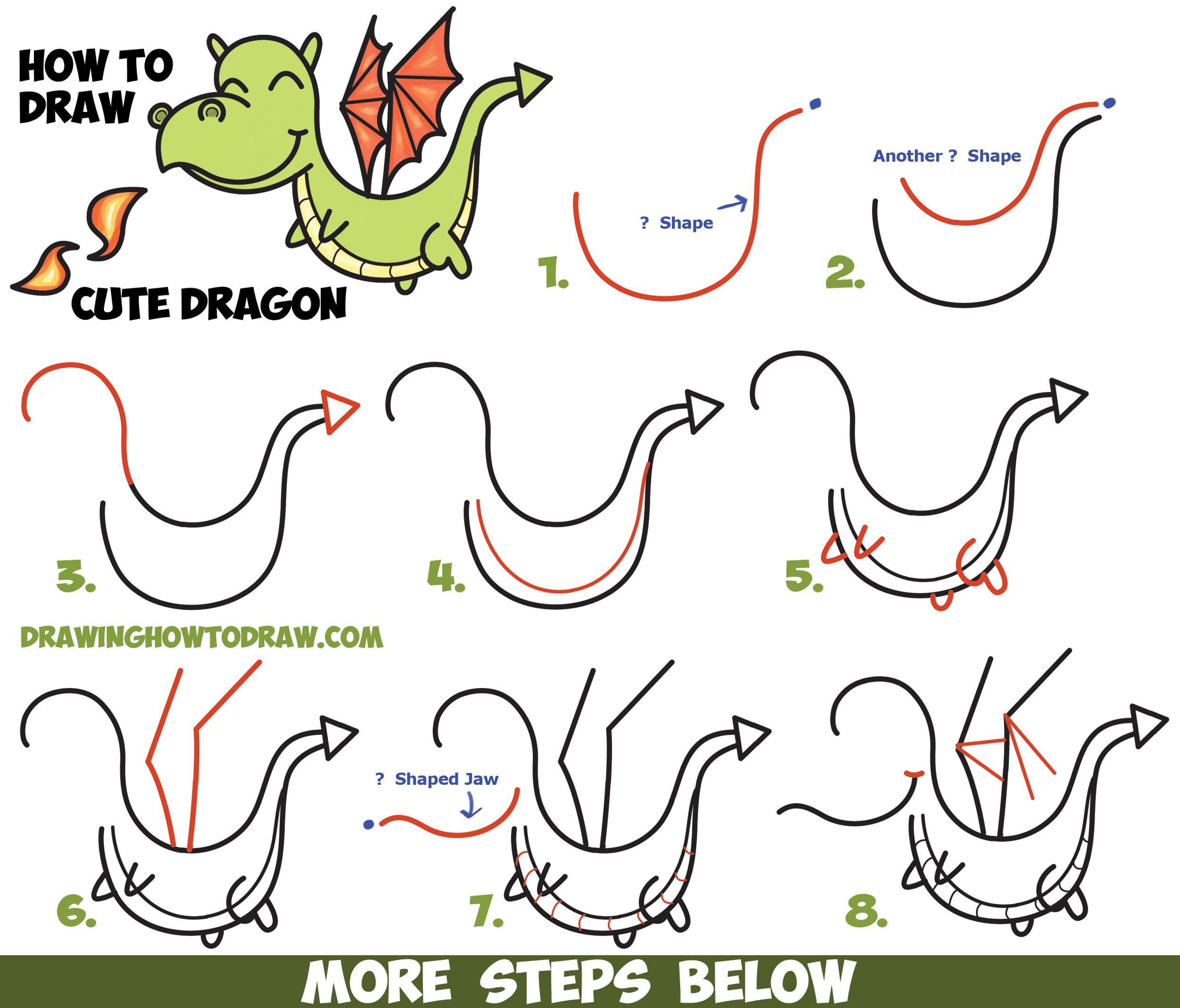 Featured image of post Easy Cute Dragon Drawing Step By Step